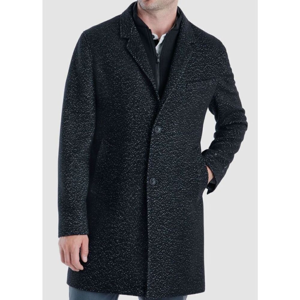 ✨Michael Kors Men's Blue Pike Slim-Fit Wool-Blend Coat Jacket Size Large✨